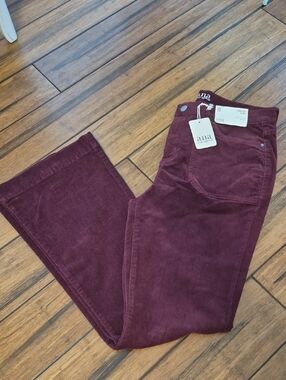 A.N.A. Burgundy/Wine High-Rise Flare Corduroy Pants